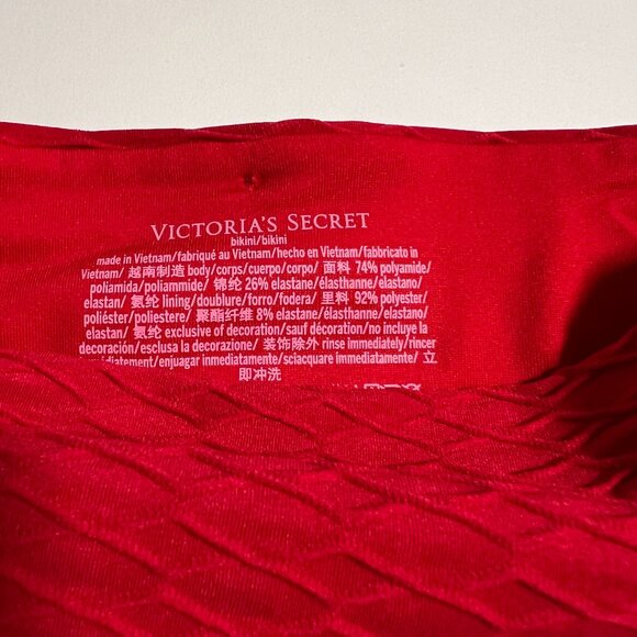 Victoria Secret XL Bikini Bottom Classic DOUBLE Side Tie Textured Red - Picture 6 of 6